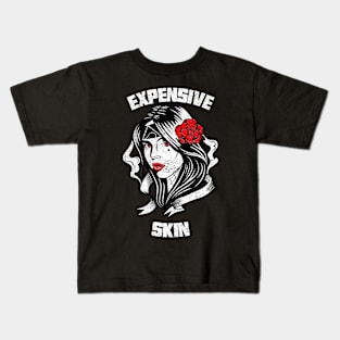 Expensive Skin Girl With A Rose Tattoo Lover Kids T-Shirt